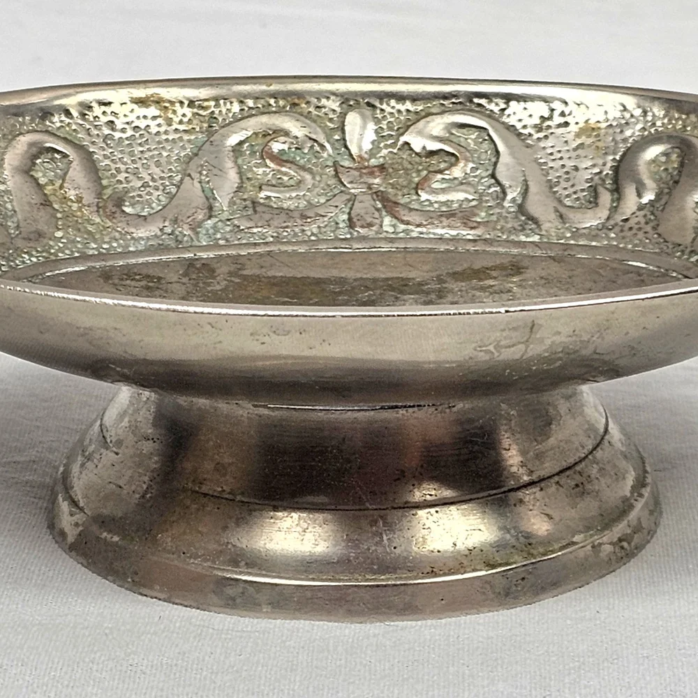 Vintage Croscill Canterbury 51 Silver Footed Soap Dish | Ornate Embossed Border